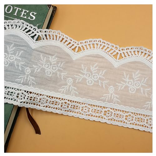 WANYI 10CM 10 Yard Spitzenbordüre Spitzenband aus Baumwolle Dekoband Zierband Spitzenstoff Spitzenborte Vintage Spitze Borten zum Nähen für DIY Handwerk Kleidung Hochzeit Unterwäsche(Weiß) von WANYI