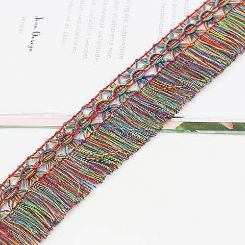 WANYI 10M Fransen Bunte Fransenborte 3.5CM Breit Polyester Geschnitten Quaste Tanzfransen Fransenband Quastenborte Fransenbesatz für Kostüm, Vorhänge, Kissen Dekoration(Grün) von WANYI