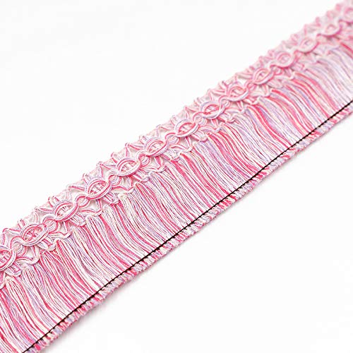 WANYI 10M Fransen Bunte Fransenborte 3.5CM Breit Polyester Geschnitten Quaste Tanzfransen Fransenband Quastenborte Fransenbesatz für Kostüm, Vorhänge, Kissen Dekoration(Rosa) von WANYI