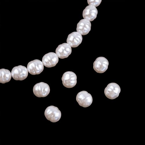 WANYI 10PCS Perlen Weiß, Perlen für Armbänder Bastelperlen zum Auffädeln Lose Kunst Pearl Schmuckperlen mit Loch Beads für DIY Armbänder Halskette Ohrringe Schmuckherstellung von WANYI