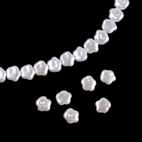 WANYI 10PCS Perlen Weiß, Perlen für Armbänder Bastelperlen zum Auffädeln Lose Kunst Pearl Schmuckperlen mit Loch Beads für DIY Armbänder Halskette Ohrringe Schmuckherstellung von WANYI