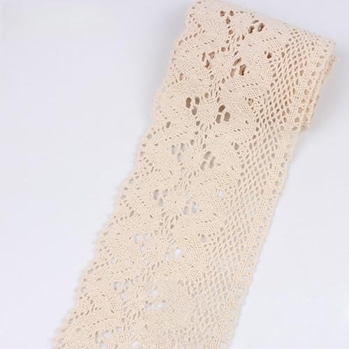 WANYI 10cm Baumwolle Spitzenband Vintage Spitzenborte Häkelspitze Borten und Bänder zum Nähen Meterware Häkel Dekoband Zierband Spitzenstoff für Vorhang Kleidung DIY Nähen Handwerk(Beige) von WANYI