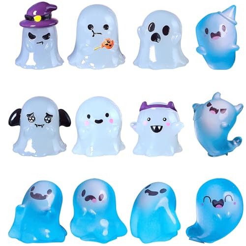 WANYI 12 PCS Halloween Deko für Outdoor Innen Miniatur Geister Deko Resin Halloween Tischdeko Streudeko mit Leuchtend für Garten, Fensterbank, Schreibtisch, Party Dekoration, DIY Basteln WANYI 12 PCS Halloween Deko für Outdoor Innen Miniatur Geister Deko Resin Halloween Tischdeko Streudeko mit Leuchtend für Garten, Fensterbank, Schreibtisch, Party Dekoration, DIY Basteln von WANYI