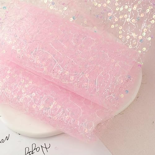 WANYI 12cm Breit Schleifenband Geschenkband Glitzer Schleifenband mit Pailletten Dekoband Hochzeit Organzaband für Geschenkbox Basteln Hochzeit Dekoration(Rosa 01) von WANYI