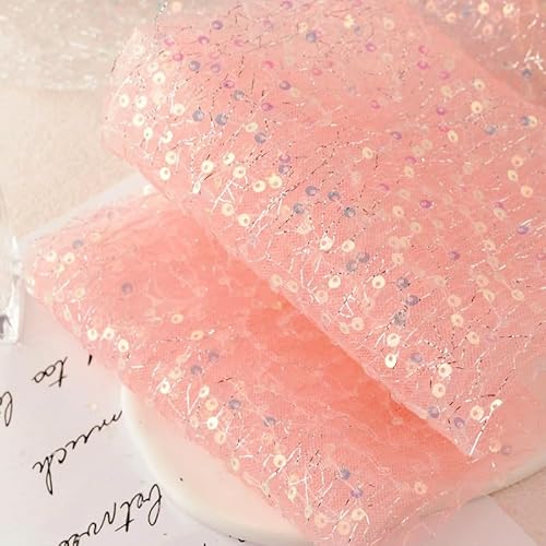WANYI 12cm Breit Schleifenband Geschenkband Glitzer Schleifenband mit Pailletten Dekoband Hochzeit Organzaband für Geschenkbox Basteln Hochzeit Dekoration(Rosa 02) von WANYI