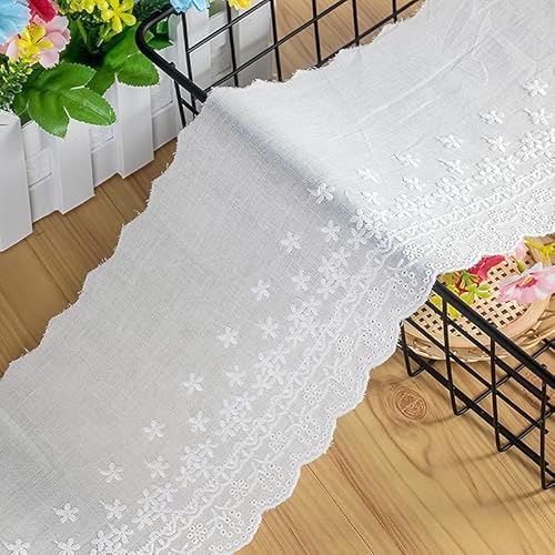 WANYI 13.8CM Breit Baumwolle Spitzenband Spitzenborte Vintage Spitze Borten und Bänder zum Nähen Schneeflocken Stickerei Spitzenbordüre für DIY Handwerk, Kleidung von WANYI