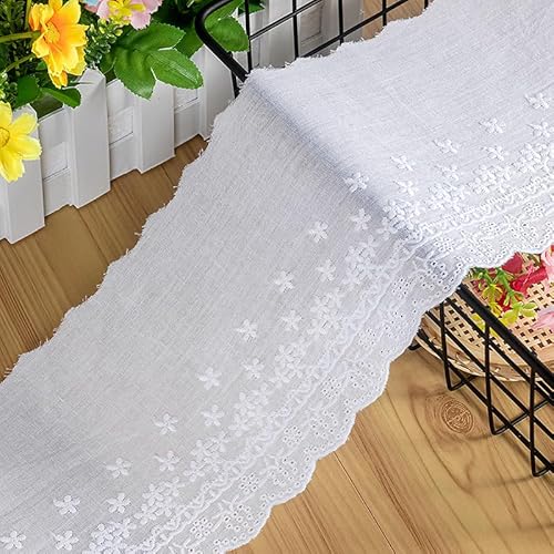 WANYI 13.8CM Breit Baumwolle Spitzenband Spitzenborte Vintage Spitze Borten und Bänder zum Nähen Schneeflocken Stickerei Spitzenbordüre für DIY Handwerk, Kleidung von WANYI