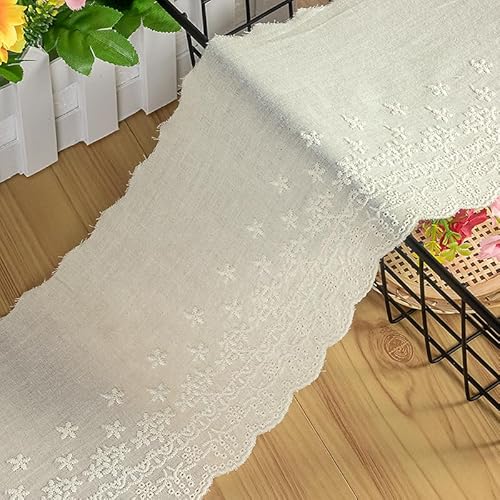 WANYI 13.8CM Breit Baumwolle Spitzenband Spitzenborte Vintage Spitze Borten und Bänder zum Nähen Schneeflocken Stickerei Spitzenbordüre für DIY Handwerk, Kleidung von WANYI