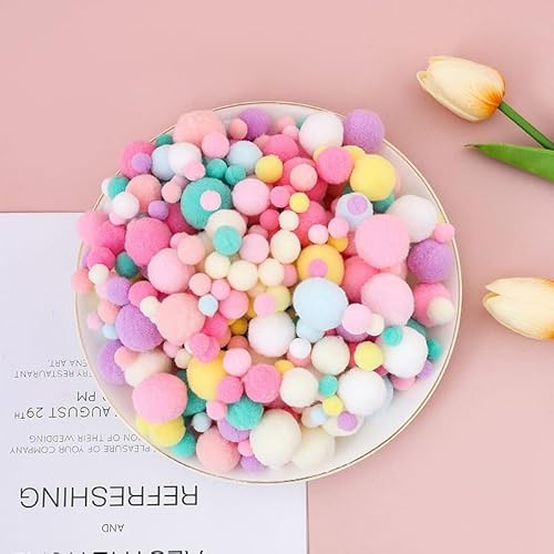 WANYI 130 Stück Bunt Pompons zum Basteln 1-3cm Mini Pompoms Flauschige Pompom Rund Pom Poms Gemischte Farben Weihnachten Pompons für DIY Kreative Handwerk Weihnachtsdekoration von WANYI