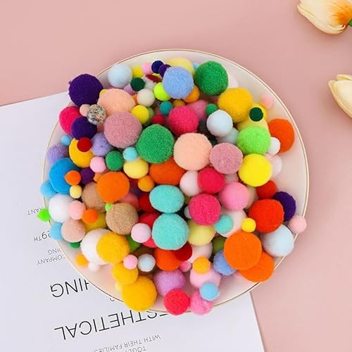 WANYI 130 Stück Bunt Pompons zum Basteln 1-3cm Mini Pompoms Flauschige Pompom Rund Pom Poms Gemischte Farben Weihnachten Pompons für DIY Kreative Handwerk Weihnachtsdekoration von WANYI