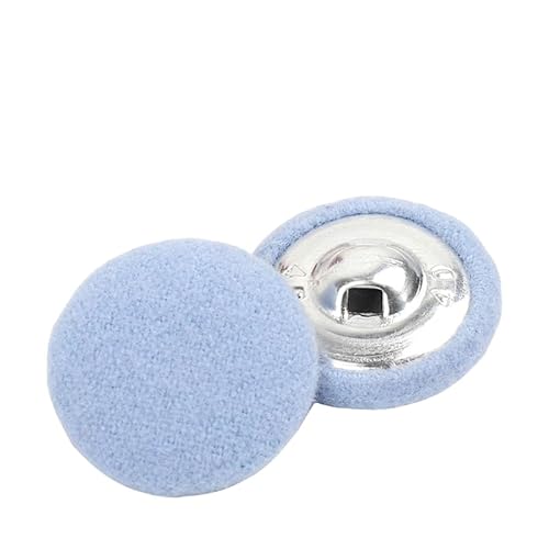 WANYI 14 Stück Knöpfe mit Stoffüberzug Knöpfe zum Annähen Runde Buttons in 7 Größen Vintage Stoffknöpfe Bastelknöpfe mit Metallschaft Nähknöpfe für Mantel Strickjacke Anzüge Kleider(Hellblau) von WANYI