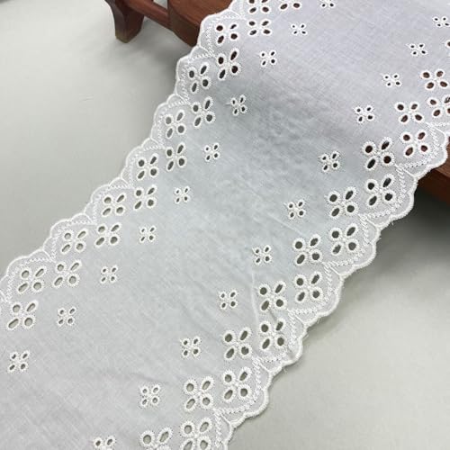 WANYI 14CM Breit Baumwolle Spitzenband Vintage Spitzenbordüre Spitzenborte Stickerei Spitzenstoff zum Nähen für DIY Basteln Kleidung Schleifen(Beige-1 Yard) von WANYI