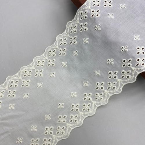 WANYI 14CM Breit Baumwolle Spitzenband Vintage Spitzenbordüre Spitzenborte Stickerei Spitzenstoff zum Nähen für DIY Basteln Kleidung Schleifen(Hellgelb-5 Yards) von WANYI