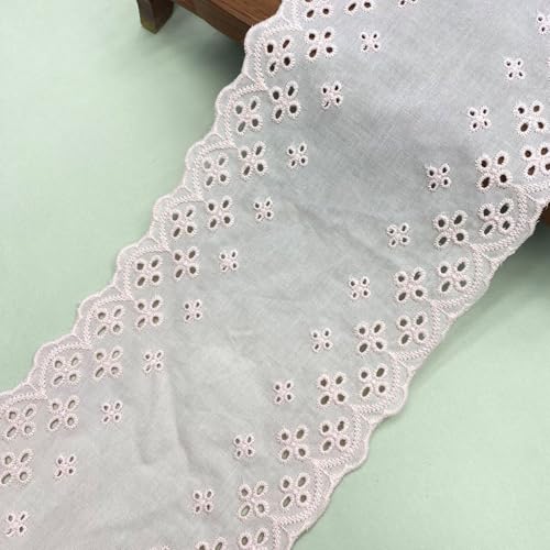 WANYI 14CM Breit Baumwolle Spitzenband Vintage Spitzenbordüre Spitzenborte Stickerei Spitzenstoff zum Nähen für DIY Basteln Kleidung Schleifen(Rosa-1 Yard) von WANYI