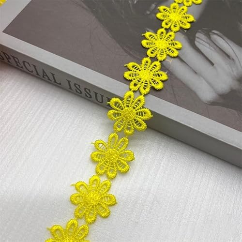 WANYI 15 Yards Spitzenband Blumen 2.5CM Breite Spitzenborte Blumen Dekoband Stickerei Blumenband Zierband zum Nähen für Geschenkband DIY Handwerk(Gelb) von WANYI