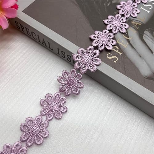WANYI 15 Yards Spitzenband Blumen 2.5CM Breite Spitzenborte Blumen Dekoband Stickerei Blumenband Zierband zum Nähen für Geschenkband DIY Handwerk(Hellviolett) von WANYI