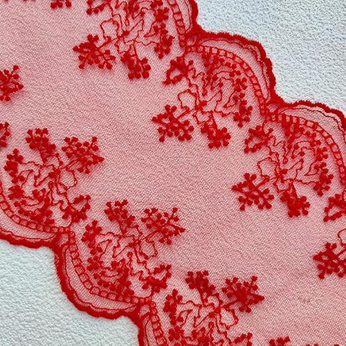 WANYI 16cm Breite Spitzenband Spitzenborte Stickerei Dekoband Vintage Spitzenstoff Borten und Bänder zum Nähen Spitzenbordüre Zierband für DIY Nähen Basteln Kleidung Unterwäsche(Rot 02) von WANYI