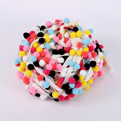 WANYI 1M Bommelborte Pompons Borten und Bänder zum Nähen Fransenborte mit Pom Poms Ball Fransen Trim Quastenborte Nähzubehör für Basteln Vorhänge Kleidung Party Dekoration(10) von WANYI