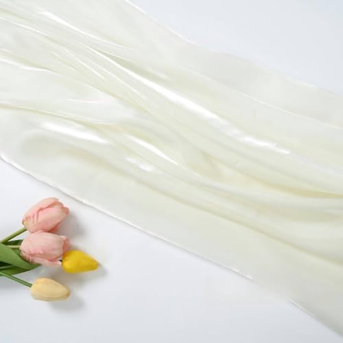 WANYI 1M Organza Stoff zum Nähen, 1.5M Breit Glanz Stoff Schillerndes Satin Spitzenstoff Tüllstoff für Röcke, Kleid, Vorhänge Dekoration(Beige) von WANYI