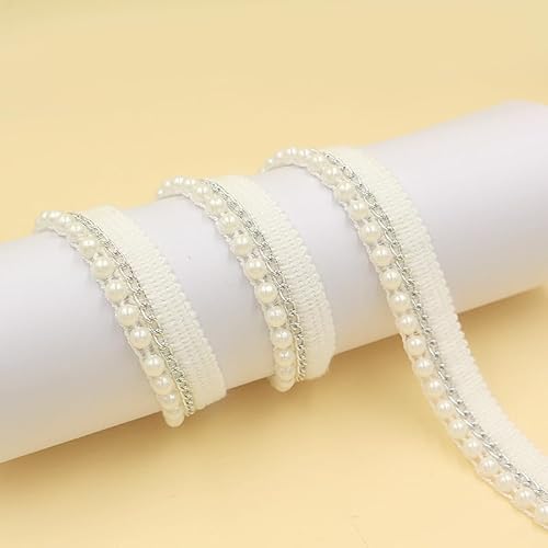 WANYI 1M Spitzenband mit Perlen 2CM Breit Spitzenborte Perlenband Vintage Dekoband Zierband Spitzenbesatz Perlenbesatz für Kleidung Röcke Kragen, Ärmel Dekoration WANYI 1M Spitzenband mit Perlen 2CM Breit Spitzenborte Perlenband Vintage Dekoband Zierband Spitzenbesatz Perlenbesatz für Kleidung Röcke Kragen, Ärmel Dekoration von WANYI
