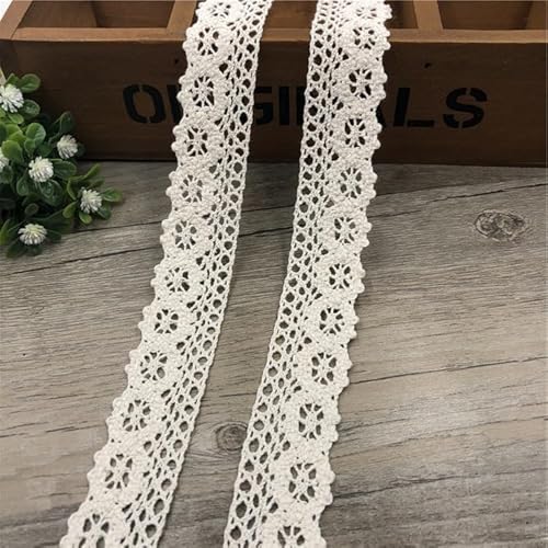 WANYI 1M Spitzenband weiß Spitzenborte aus Baumwolle 2.6cm Spitzenstoff Meterware Borten und Bänder zum Nähen Spitzenbordüre Dekoband fur Tischdecke Patchwork DIY Handwerk(Beige) von WANYI