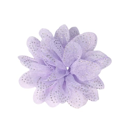 WANYI 2 Stück Ansteckblume Applikationen Patches mit Strass, Organza Brosche Blumen zum Aufnähen Elegant Blumenbrosche für Haarspangen, Haarbänder, Kostüme(Lila) von WANYI