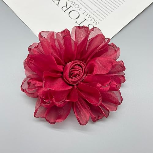 WANYI 2 Stück Ansteckblume Damen Rose Applikationen Stoffblumen zum Aufnähen 11cm Blumen Applique Aufnäher Kleidung Zubehör für DIY Basteln Kleidung Dekoration Haarschmuck(Rot) von WANYI