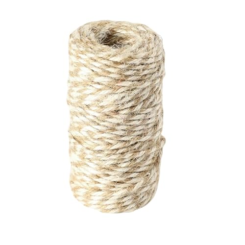 WANYI 2 Stück Jute-Schnur Kordel 100M pro Rolle Juteschnur Bunt Schnur Reißfest Kordelband 2mm Dicke Juteseil für Dekokordel, Geschenkverpackung, Handwerk(Braun weiß) von WANYI