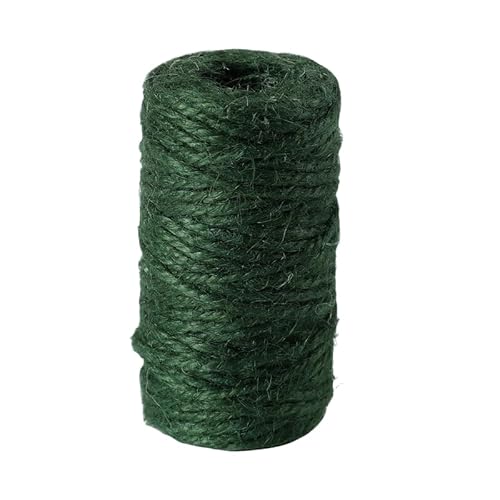 WANYI 2 Stück Jute-Schnur Kordel 100M pro Rolle Juteschnur Bunt Schnur Reißfest Kordelband 2mm Dicke Juteseil für Dekokordel, Geschenkverpackung, Handwerk(Dunkelgrün) von WANYI