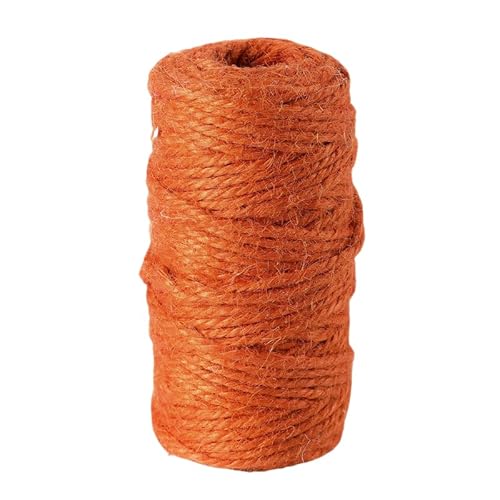 WANYI 2 Stück Jute-Schnur Kordel 100M pro Rolle Juteschnur Bunt Schnur Reißfest Kordelband 2mm Dicke Juteseil für Dekokordel, Geschenkverpackung, Handwerk(Orange) von WANYI