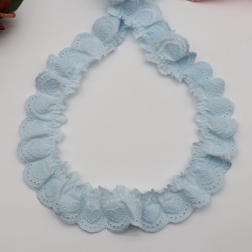 WANYI 2 Yard Baumwolle Spitzenband Vintage Spitzenband Weiß Rüschen Spitzenstoff Spitzenbesatz DIY Spitzenborte Zierband zum Nähen fur Nähen Kleider Tasche Vorhänge Tischtuchspitzen(4cm-Blau) von WANYI