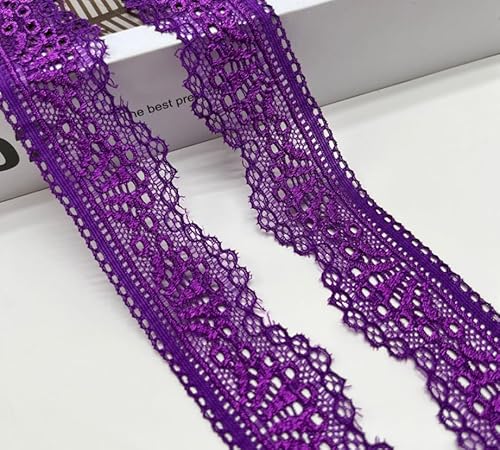 WANYI 2 Yards 3cm Spitzenband Weiß Spitzenborte Elastizität Spitzenstoff Meterware Borten und Bänder zum Nähen Elasthan Spitze Vintage Spitzenbordüre fur DIY Unterwäsche Handwerk Geschenkband(Lila) WANYI 2 Yards 3cm Spitzenband Weiß Spitzenborte Elastizität Spitzenstoff Meterware Borten und Bänder zum Nähen Elasthan Spitze Vintage Spitzenbordüre fur DIY Unterwäsche Handwerk Geschenkband(Lila) von WANYI