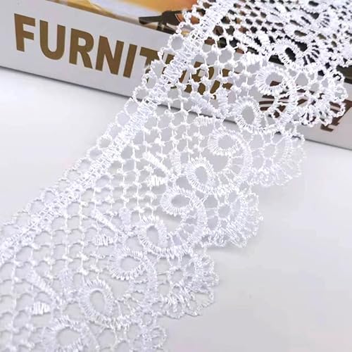 WANYI 2 Yards 6cm Spitzenband Spitzenborte DIY Spitze Meterware mit Stickerei Bänder zum Basteln Spitzenbordüre Häkel-Borte für Basteln Nähen Kleidung Tischdeko(Weiß) von WANYI