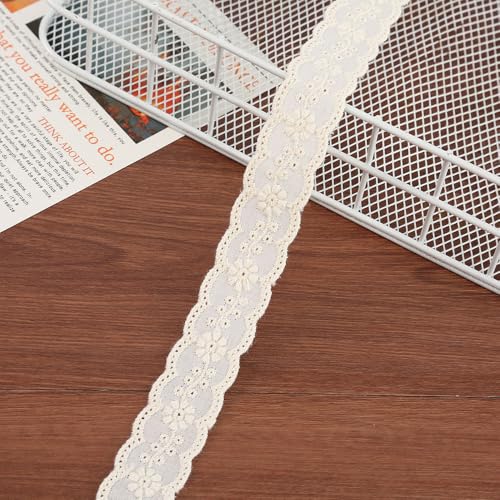 WANYI 2 Yards Baumwolle Spitzenband Beige Spitzenborte 2.4CM Breite Zierband zum Nähen Stickerei Dekoband Bordüre Stoff für Kleidung Tischdecken Sofakissen WANYI 2 Yards Baumwolle Spitzenband Beige Spitzenborte 2.4CM Breite Zierband zum Nähen Stickerei Dekoband Bordüre Stoff für Kleidung Tischdecken Sofakissen von WANYI
