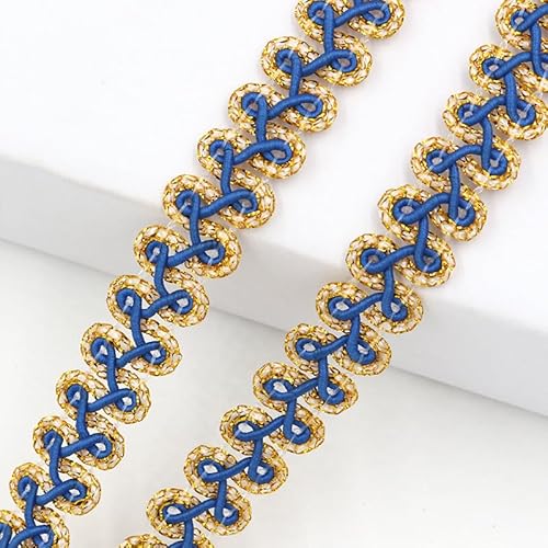 WANYI 2 Yards Metallischer Spitzenband 1.2CM Breit Spitzenborte Zweifarbig Glitzerndes Wellenband Dekoband Spitze Borten und Bänder zum Nähen für DIY Kostüm Kleidung(Dunkelblau) von WANYI