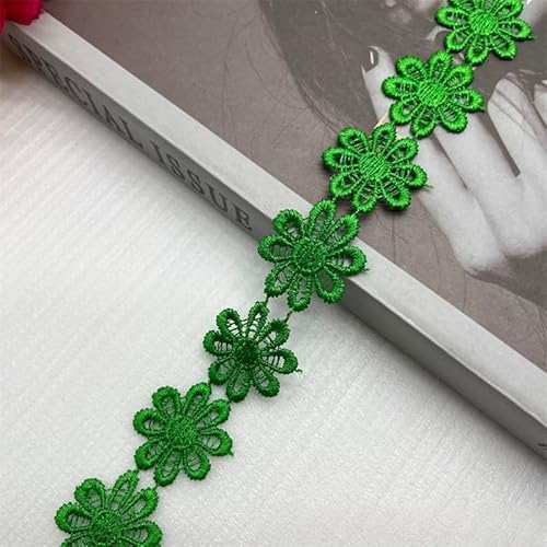 WANYI 2 Yards Spitzenband Blumen 2.5CM Breite Spitzenborte Blumen Dekoband Stickerei Blumenband Zierband zum Nähen für Geschenkband DIY Handwerk(Grün) von WANYI