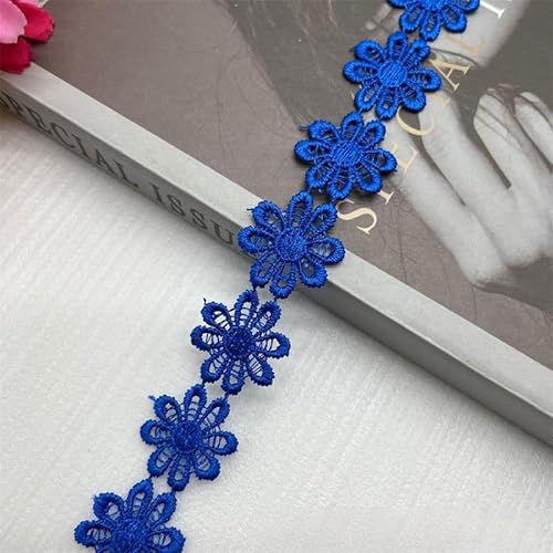 WANYI 2 Yards Spitzenband Blumen 2.5CM Breite Spitzenborte Blumen Dekoband Stickerei Blumenband Zierband zum Nähen für Geschenkband DIY Handwerk(Saphirblau) von WANYI
