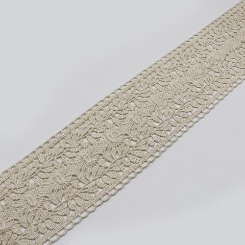 WANYI 2 Yards Spitzenband Spitze aus Baumwolle DIY Dekoband Borten und Bänder zum Nähen Spitzenborte Zierband Vintage Deko für Nähen Handwerk Vorhänge Tischdecken (9CM-Beige) von WANYI