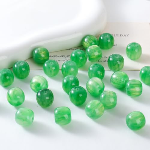 WANYI 20 Stück 12mm Runde Perlen für Armbänder Perlenset Bunt Bastelperlen Edelsteinperlen zum Auffädeln Lose Perlen mit Loch für DIY Schmuckherstellung Armbänder Halsketten（Grün） von WANYI