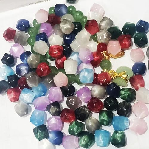 WANYI 20 Stück Perlen für Armbänder 10mm Breite Perlen zum Auffädeln Bastelperlen Farbverlauf Schmuckperlen Rhomben Katzenaugen Lose Perlen mit Loch für DIY Schmuck Halskette Handykette（A） von WANYI