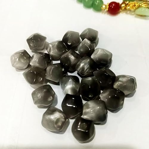 WANYI 20 Stück Perlen für Armbänder 10mm Breite Perlen zum Auffädeln Bastelperlen Farbverlauf Schmuckperlen Rhomben Katzenaugen Lose Perlen mit Loch für DIY Schmuck Halskette Handykette（Grau） von WANYI