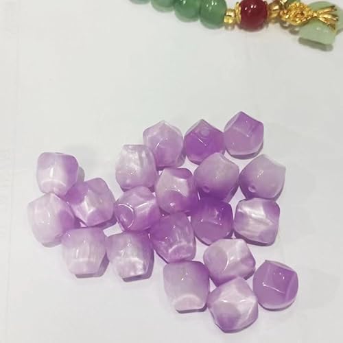 WANYI 20 Stück Perlen für Armbänder 10mm Breite Perlen zum Auffädeln Bastelperlen Farbverlauf Schmuckperlen Rhomben Katzenaugen Lose Perlen mit Loch für DIY Schmuck Halskette Handykette（Lila） von WANYI