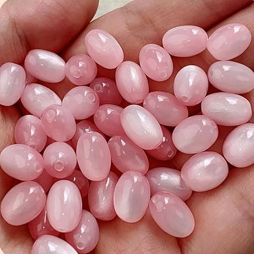 WANYI 20 Stück Perlen für Armbänder Selber Machen, 8x11mm Oval Edelstein Perlen zum Auffädeln Steinperlen mit Loch Schmuckperlen Beads für Jewellery Making Halsketten Schmuckherstellung(Rosa) von WANYI