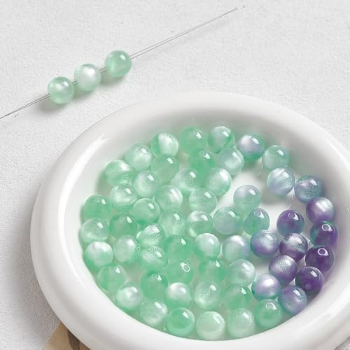 WANYI 20 Stück Perlen zum Auffädeln 12mm Breite Schmuckperlen Runde Farbverlauf Bastelperlen Katzenaugen Perlen Lose Perlen mit Loch für DIY Armband Halskette Schmuckherstellung von WANYI