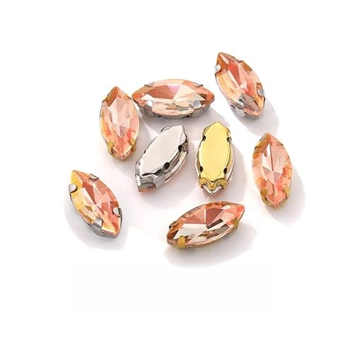 WANYI 20 Stück Strasssteine zum Aufnähen Flache Rückseite Glas Kristall Oval Glitzersteine Metall Krappenfassung Rhinestones für Kleidung Schmuck Haarreifen Handwerk Schuhe(Weiß K-Boden) von WANYI