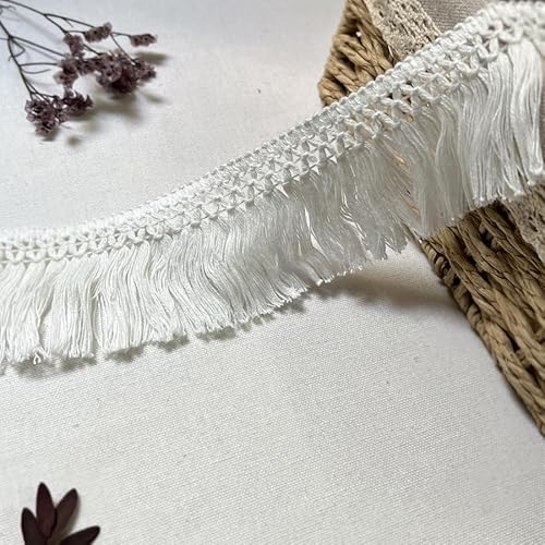 WANYI 20 Yards Baumwolle Quasten 5.5CM Breite Fransenborte Quastenborte Fransen Borte Bänder zum Nähen Schnittfranse Fransenbesatz für DIY Pulloversäume, Rocksäume, Vorhänge, Kissen, Sofa Dekoration von WANYI