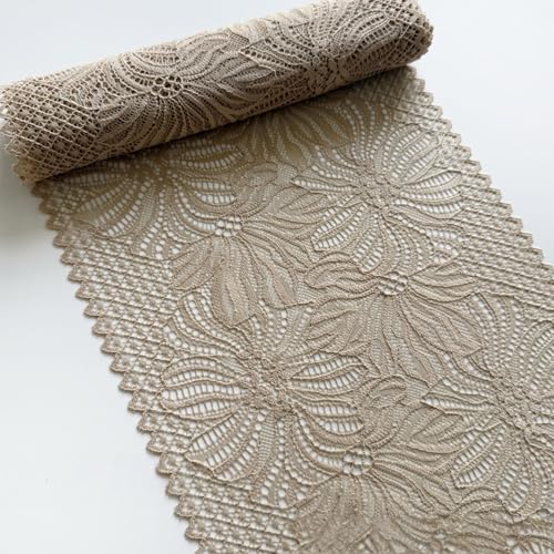 WANYI 20 Yards Elastizität Spitzenband Spitzenbordüre Spitze Borten und Bänder zum Nähen 23CM Breite Zierband Bordüre Stoff für Handwerk Kissen Vorhang(Hautfarben) von WANYI