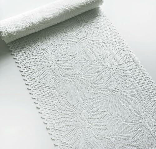 WANYI 20 Yards Elastizität Spitzenband Spitzenbordüre Spitze Borten und Bänder zum Nähen 23CM Breite Zierband Bordüre Stoff für Handwerk Kissen Vorhang(Weiß) von WANYI