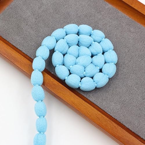 WANYI 20 Yards Pompoms Bommelborte 8mm Pompon Borten und Bänder zum Nähen Pom Pom Fransenborte Quastenborte für Hüte, Körbe, Handwerk Nähen Basteln(Hellblau) von WANYI