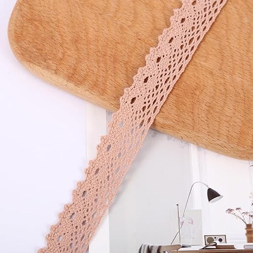 WANYI 20 Yards Spitzenband Spitzenbordüre 2.5CM Breit Baumwollspitze Meterware Spitzenborte Vintage Dekoband Zierband für DIY Handwerk, Kleidungs(Rosa 01) von WANYI